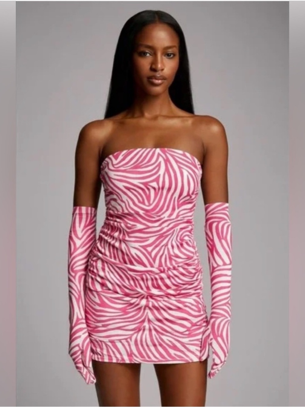 NWOT Miscreants Pink & White
Zebra Cupid Dress With Gloves UK 10 US 8